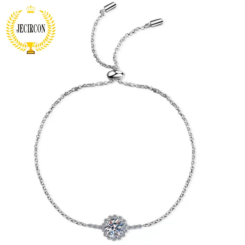 JECIRCON 1 Carat Round Bag Stars Holding the Moon Moissanite Bracelet for Women 925 Sterling Silver Jewelry with GRA Certificate
JECIRCON 1 Carat Round Bag Stars Holding the Moon Moissanite Bracelet for Women 925 Sterling Silver Jewelry with GRA Certificate