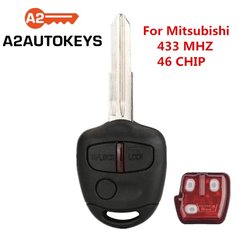 

Ключ дистанционного управления A2AUTOKEYS, 3 кнопки, 433 МГц, с чипом ID46 для MITSUBISHI Triton Pajero Outlander ASX Lancer MIT8 Lama