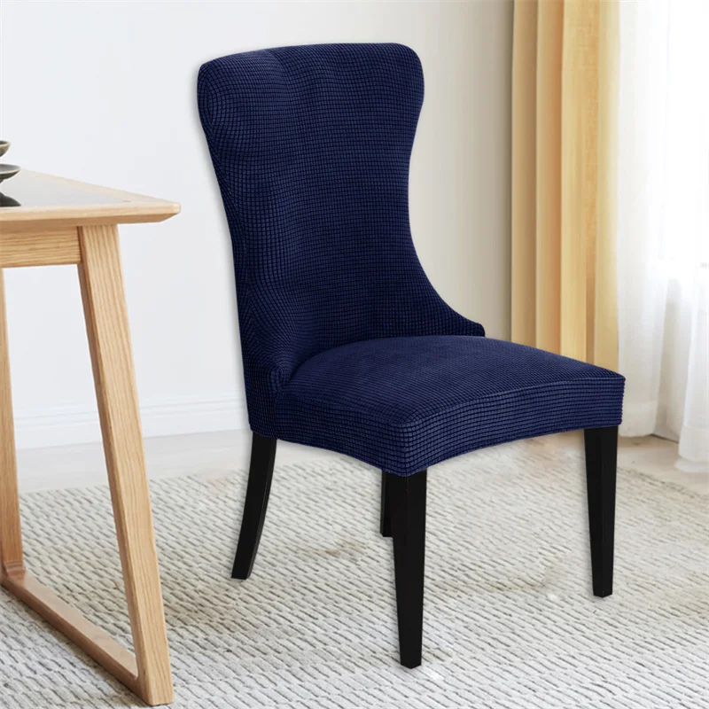 Housses de chaise incurvée en polaire de Style nordique, couvre-siège, extensible, amovible, lavable, pour salle à manger, pour salon Housses de chaise incurvée en polaire de Style nordique, couvre-siège, extensible, amovible, lavable, pour salle à manger, pour salon