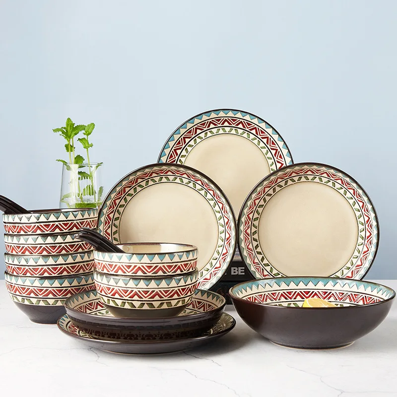 European ceramic bowl and dish underglaze color tableware rice noodle soup flat dish household
European ceramic bowl and dish underglaze color tableware rice noodle soup flat dish household
