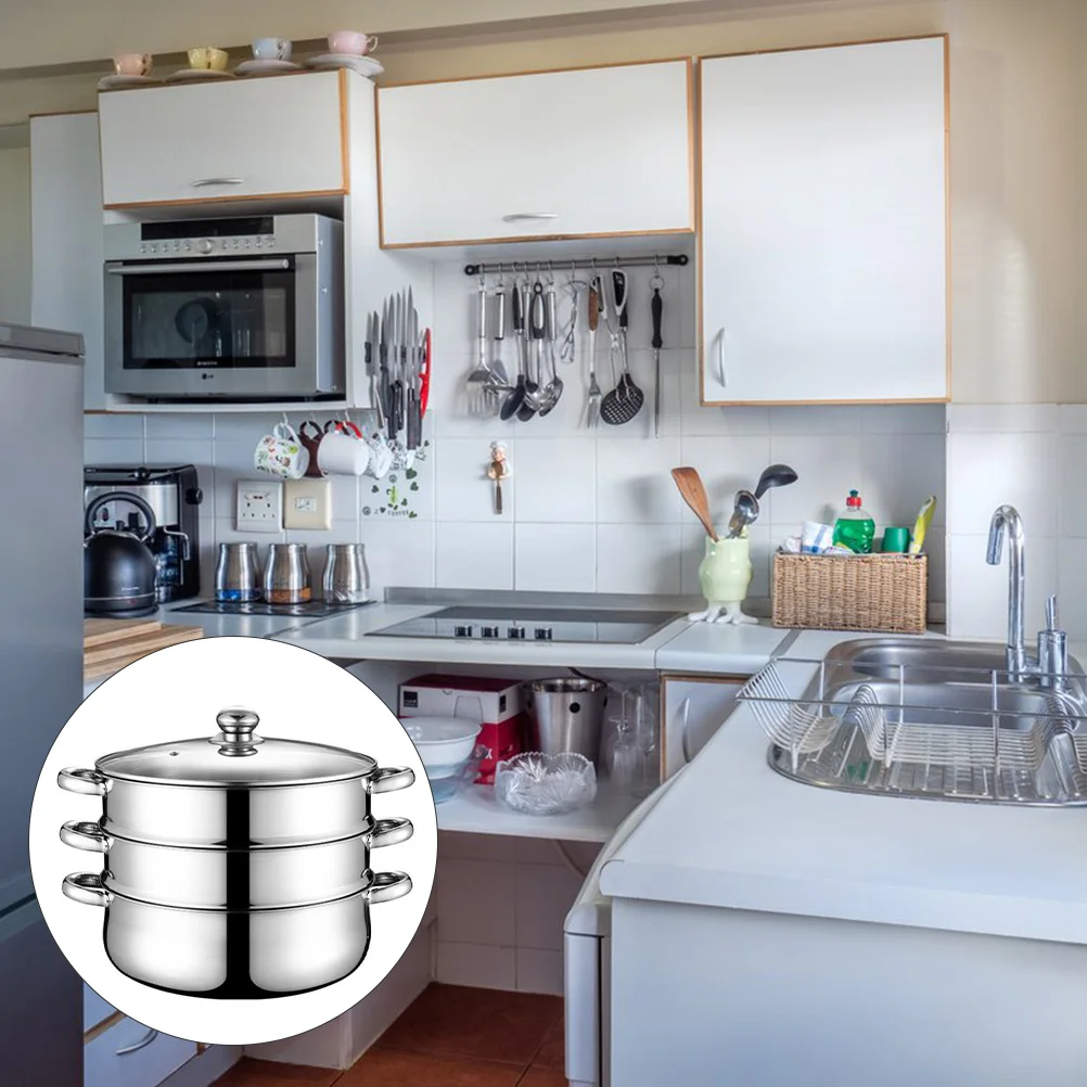 Stainless Steel Soup Pot for Steaming Home Steamer Cookware Household Food Three Layer Stock
Stainless Steel Soup Pot for Steaming Home Steamer Cookware Household Food Three Layer Stock