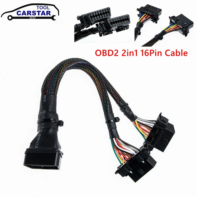 

30CM 2 in 1 Cable OBD2 One To Two Extension Cables 16pin OBD 2 Extender Adapter Diagnostic Tools