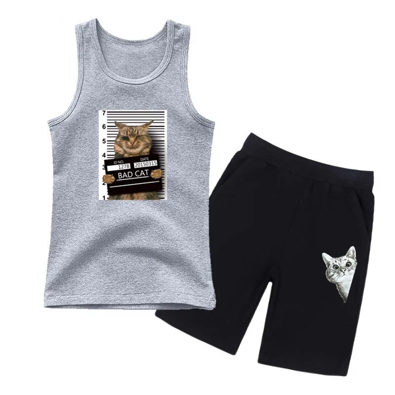 Summer Boys Funny Outfits Kids Cartoon Bad Cat Print Tank Top +Shorts Set 2PCS Sleeveless T-shirt Tracksuit
Summer Boys Funny Outfits Kids Cartoon Bad Cat Print Tank Top +Shorts Set 2PCS Sleeveless T-shirt Tracksuit
