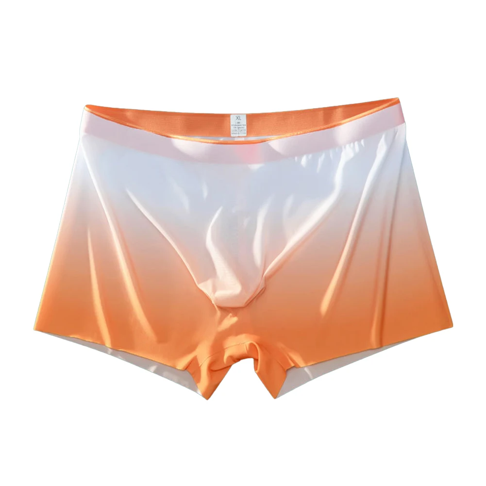 

Sexy Men Trunks Gradient Ice Silk Sheer Underwear Underpants Breathable Ultrathin Boxer Briefs U Convex Pouch Knickers Slip Homm