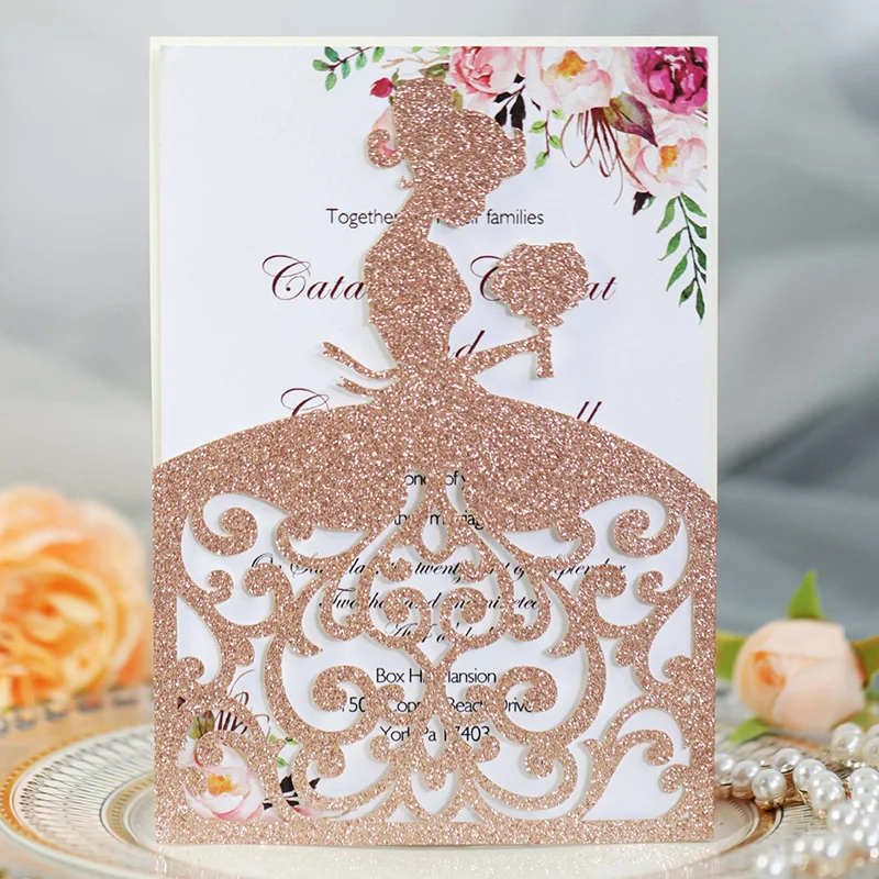 50Pcs Glitter Paper Cards Laser Cut Bouquet Bride Wedding Invitation Card Cover Beautiful Girl Birthday Party Decoration Supply
50Pcs Glitter Paper Cards Laser Cut Bouquet Bride Wedding Invitation Card Cover Beautiful Girl Birthday Party Decoration Supply