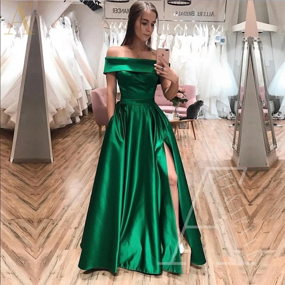 Green Satin Long Dresses for Prom Off the Shoulder Women Prom Dress 2024 Evening Gown for Women Elegant Party Ball Gowns Robe
Green Satin Long Dresses for Prom Off the Shoulder Women Prom Dress 2024 Evening Gown for Women Elegant Party Ball Gowns Robe