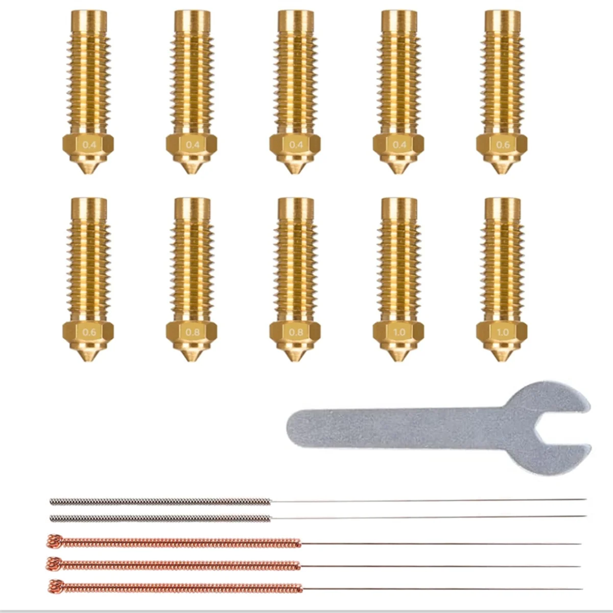 10Pcs Multi Size Nozzles for Neptune 4 Plus/Max 3D Printer, Brass Hotend Nozzles 0.4/0.6/0.8/1.0mm with Cleaning Kits
10Pcs Multi Size Nozzles for Neptune 4 Plus/Max 3D Printer, Brass Hotend Nozzles 0.4/0.6/0.8/1.0mm with Cleaning Kits