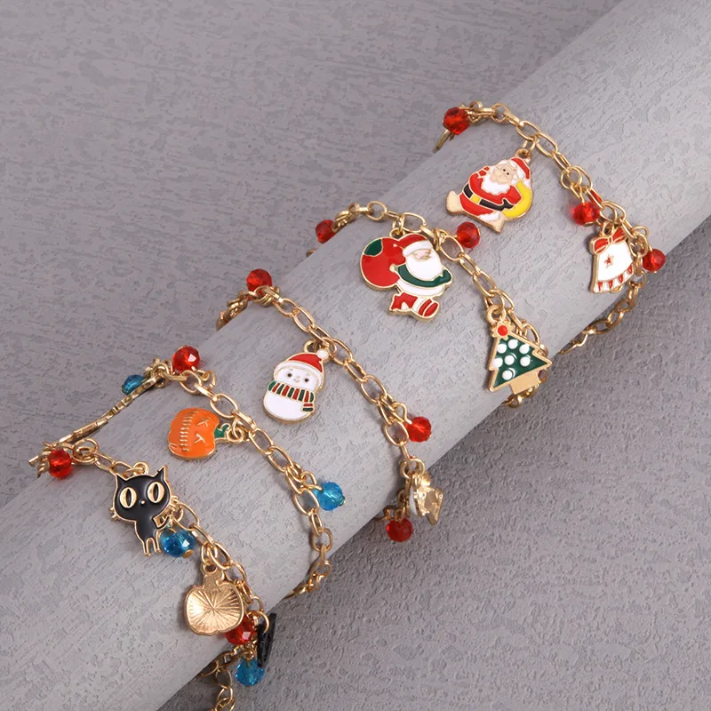 Trendy Christmas Enamel Bracelets Chain Snowman Bracelet For Daughter Pumpkin Black Cat Santa Bracelets Hallowmas Jewelry Gifts
Trendy Christmas Enamel Bracelets Chain Snowman Bracelet For Daughter Pumpkin Black Cat Santa Bracelets Hallowmas Jewelry Gifts