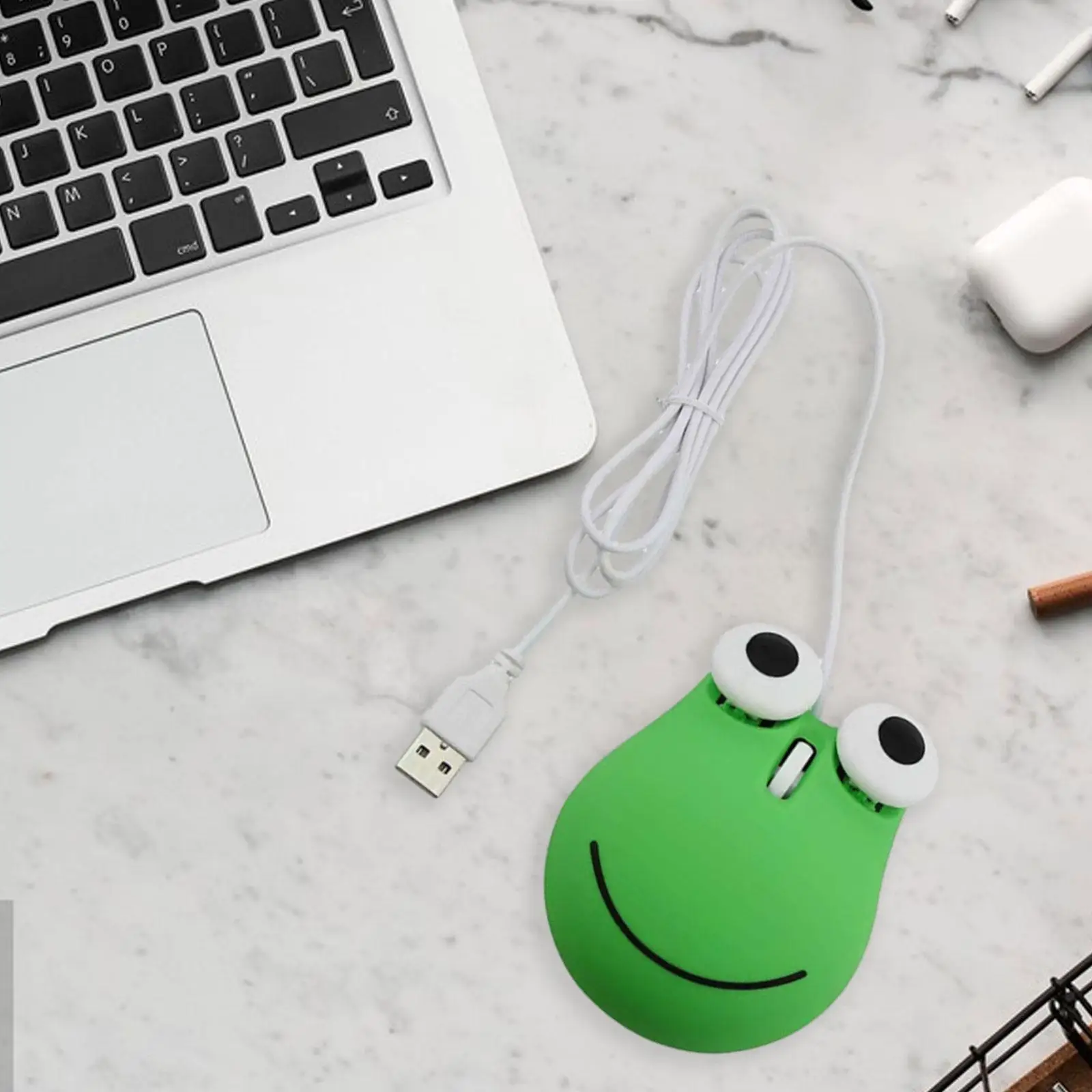 

Wired Mice with 135cm Long USB Cable Animal Shape Smooth Plug and Play Ergonomic Cute Mice Big Eyed Green Frog for Computer