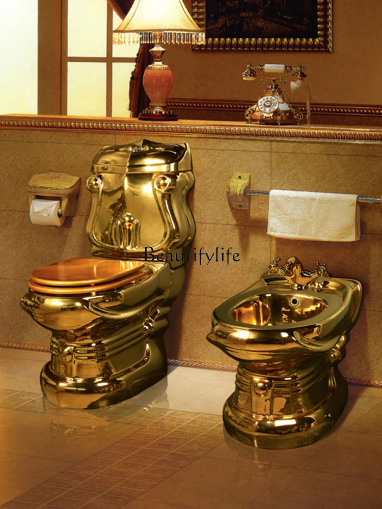 European Golden Toilet Hotel Toilet Flush Retro Color Creative Ceramic Toilet
European Golden Toilet Hotel Toilet Flush Retro Color Creative Ceramic Toilet