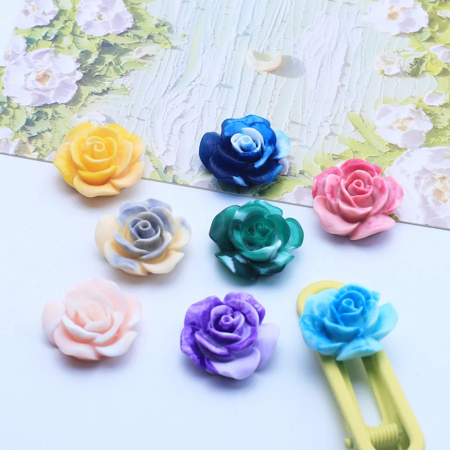 

Resin Cute Rose Flatback Flower Cabochons For Hairpin Scrapbooking DIY Jewelry Craft Decoration Accessories