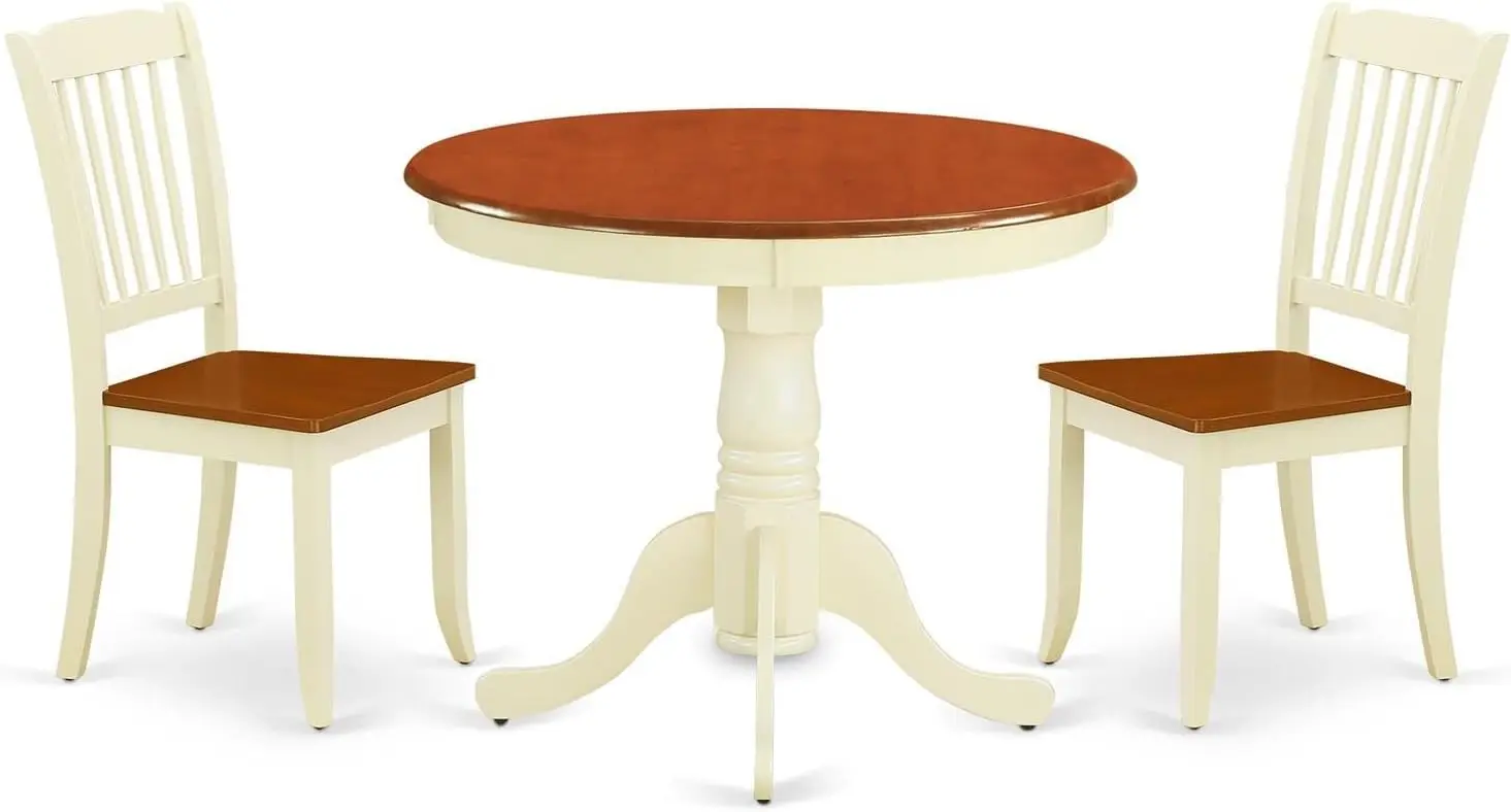 East West Furniture ANDA3-BMK-W Antique 3 Piece Kitchen Set for Small Spaces Contains a Round Table with Pedestal
East West Furniture ANDA3-BMK-W Antique 3 Piece Kitchen Set for Small Spaces Contains a Round Table with Pedestal