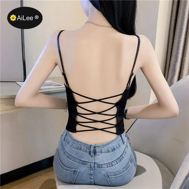 

Women's Sexy Bralette Caged Back Cut Out Strappy Padded Bra Bralet Vest Crop Top Underwear Lingerie Female Brassiere Back Beauty