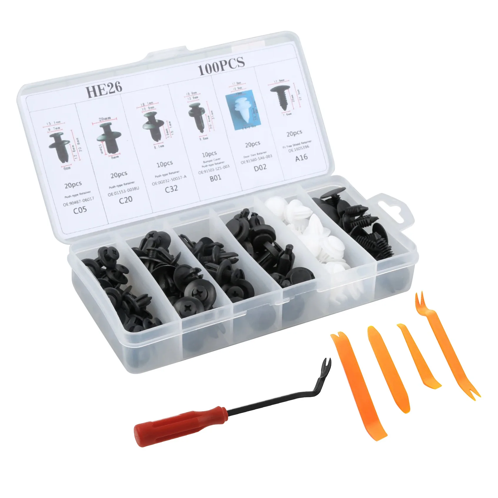 100PCS Universal Plastic Clips Auto Car Push Retainer Pin Trim Clip Panel Auto Fastener Kit
100PCS Universal Plastic Clips Auto Car Push Retainer Pin Trim Clip Panel Auto Fastener Kit