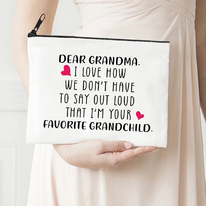 Personalized Pouch Dear Grandma Makeup Bags Canvas Storage Bag Love Mom Cosmetic Bags Proposal Gift Day of Mother
Personalized Pouch Dear Grandma Makeup Bags Canvas Storage Bag Love Mom Cosmetic Bags Proposal Gift Day of Mother