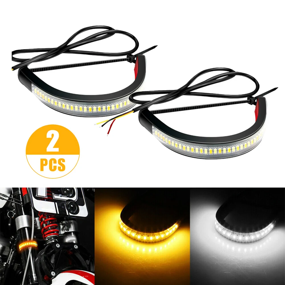 2Pcs 12V LED Ring Fork Strip Lamp Flashing Blinker Motorcycle Turn Signal Light & DRL Amber White Moto Flasher Auto Accessories
2Pcs 12V LED Ring Fork Strip Lamp Flashing Blinker Motorcycle Turn Signal Light & DRL Amber White Moto Flasher Auto Accessories