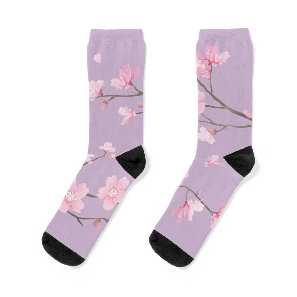

Cherry Blossom flower plant - Pastel Purple Socks summer funny gift luxury Wholesale Men's Socks Luxury Women's