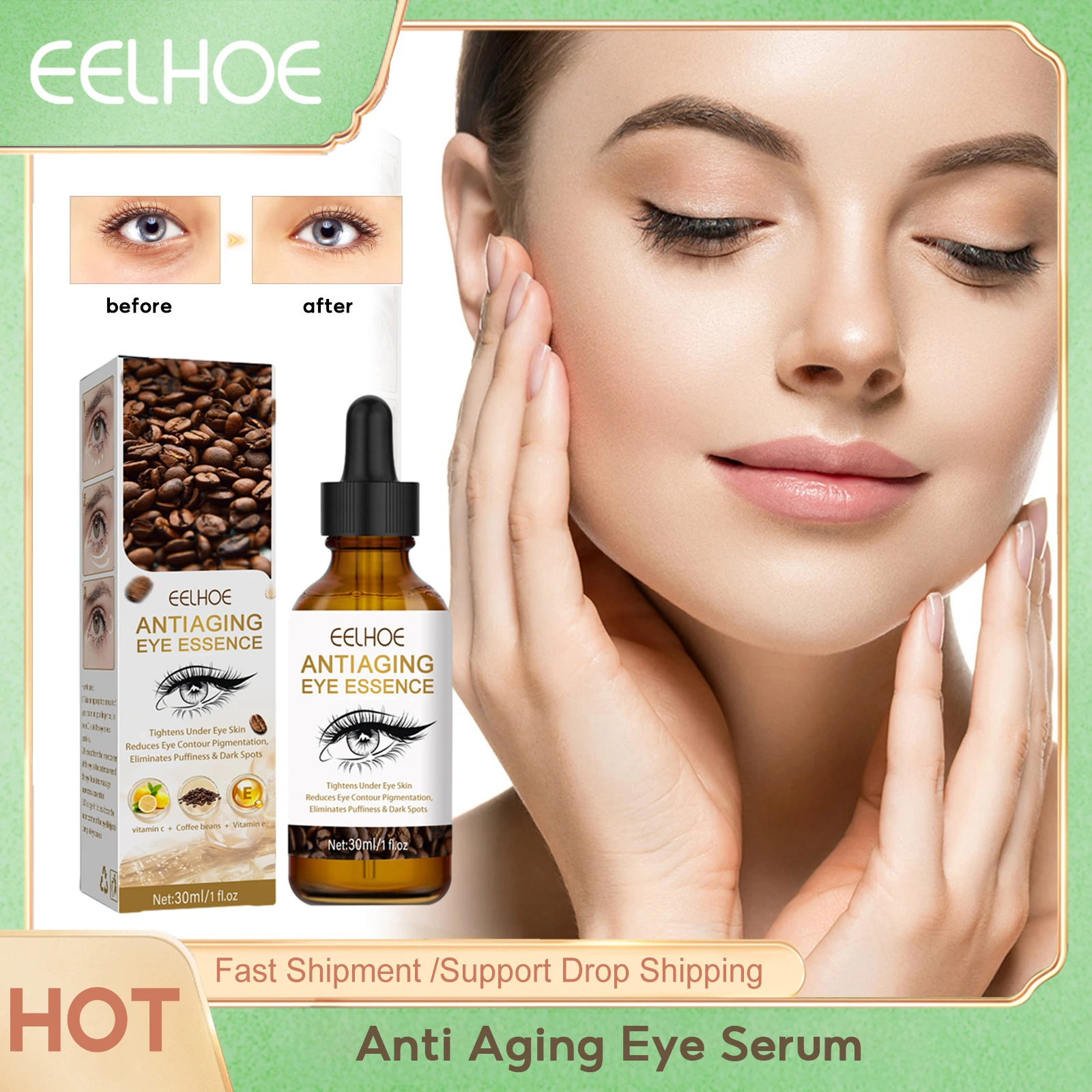 

Anti Aging Eye Serum Fade Dark Circles Remove Eye Bags Anti Puffiness Reduce Fine Lines Wrinkles Removal Lifting Firming Essence