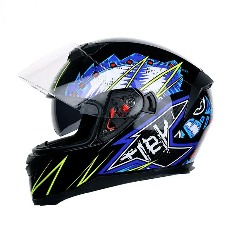 

Full Face Motorcycle Helmet Double Lens Knight Safety Caps Protective Gears Helmets Fall Resistant Breathable and Sun Proof