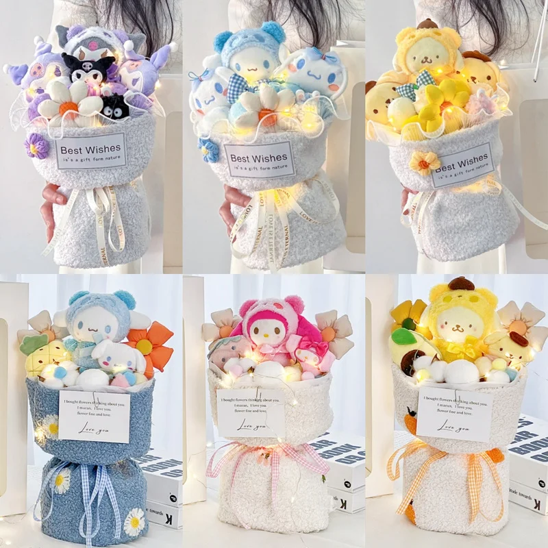 Sanrio Kuromi Cinnamoroll плюшевые искусственные цветы, подарки на годовщину, День Святого Валентина, Рождество, Новый год
Sanrio Kuromi Cinnamoroll плюшевые искусственные цветы, подарки на годовщину, День Святого Валентина, Рождество, Новый год