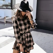 2021 Fall Winter Fashion Lapel Long Sleeve Women Dress Plaid Print Single-breasted Lace Up Loose Casual Plus Size Short Dress
2021 Fall Winter Fashion Lapel Long Sleeve Women Dress Plaid Print Single-breasted Lace Up Loose Casual Plus Size Short Dress