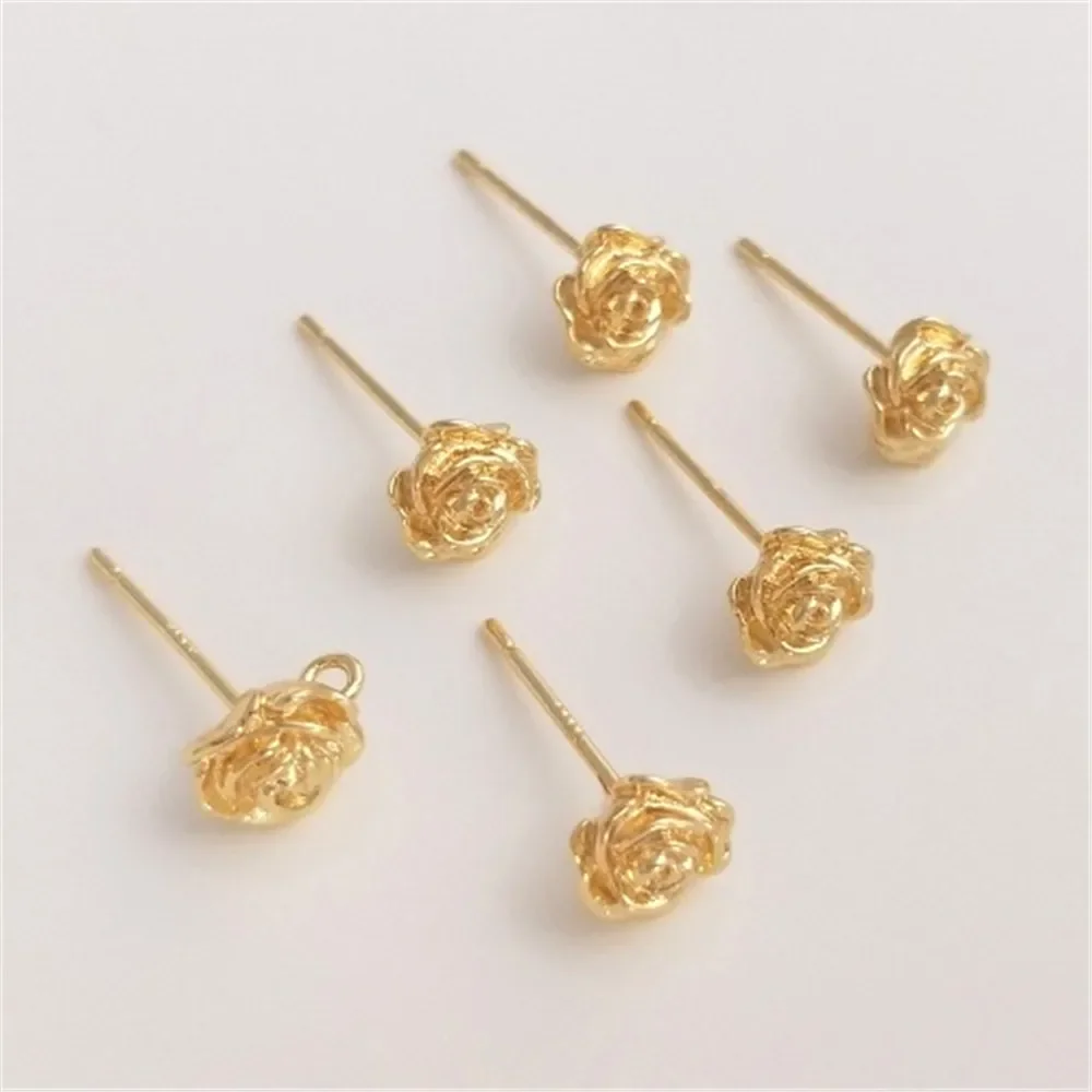 925 Silver Needle 14K Gold Wrapped Rose with Hanging Ring Small Flower Earrings DIY Handmade Earrings Ear Jewelry Material E248
925 Silver Needle 14K Gold Wrapped Rose with Hanging Ring Small Flower Earrings DIY Handmade Earrings Ear Jewelry Material E248