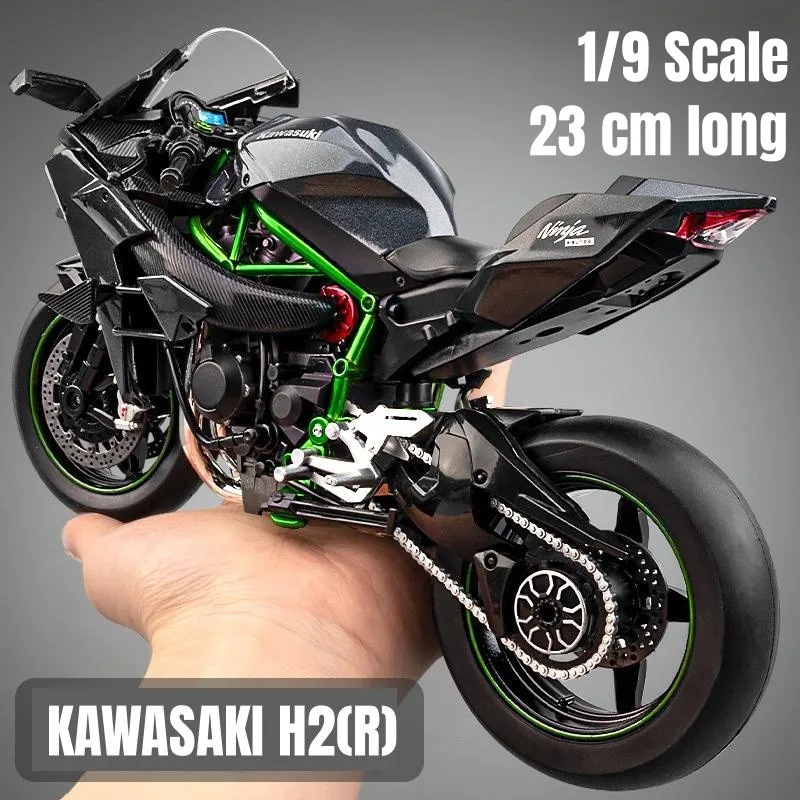 

1/9 KAWASAKI H2R Ninja Toy Motorcycle Diecast Metal Large Size Model Super Racing Sound & Light Collection Gift For Boy Children