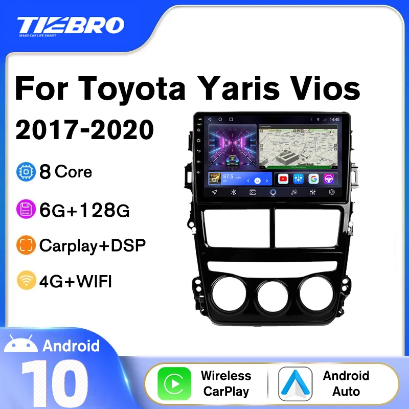 

Автомагнитола TIEBRO для Toyota Yaris Vios LHD 2017-2020 2DIN Android 10 автомобильный стерео навигатор GPS автомобильный мультимедийный плеер No 2din DVD