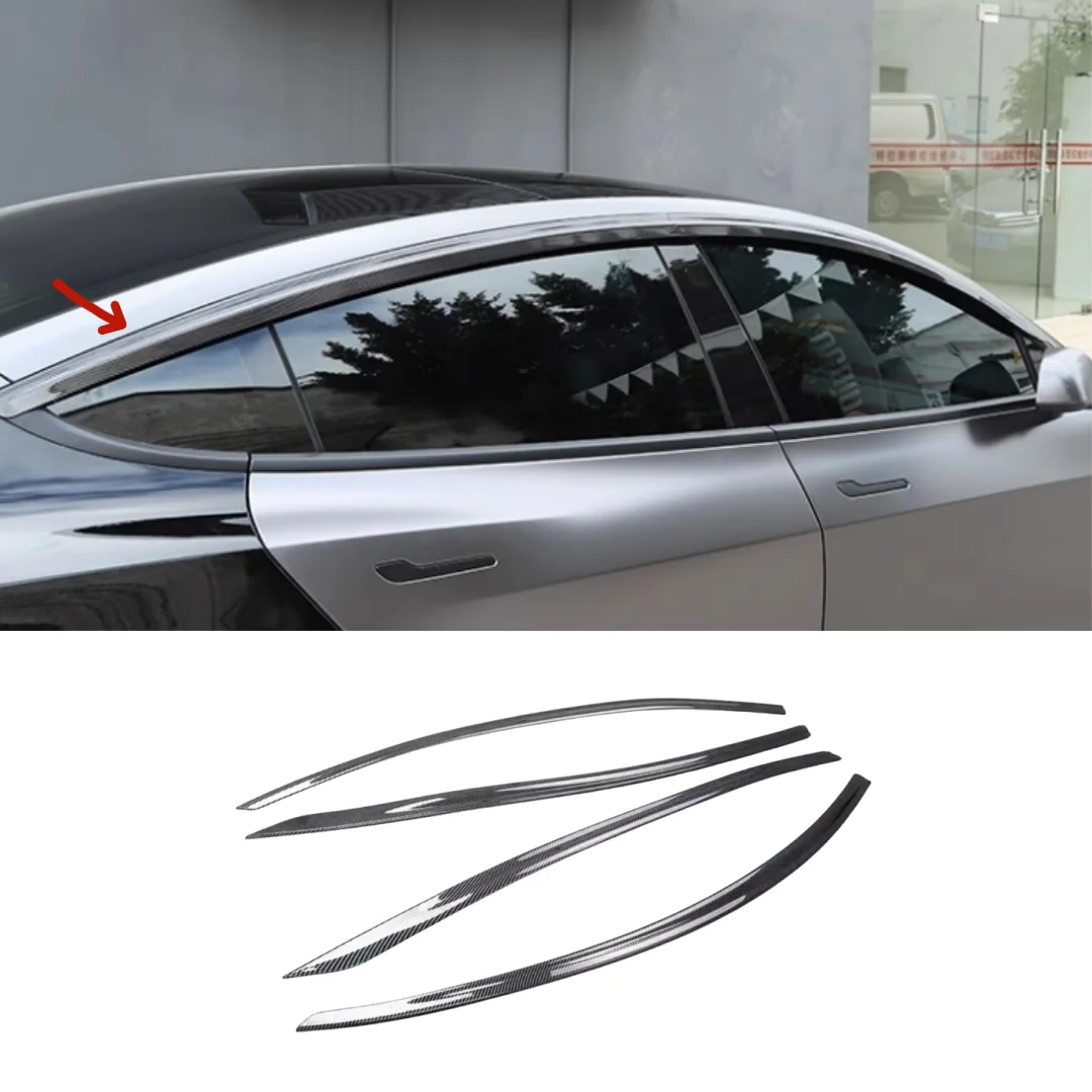 

Car Windows visor for Tesla Model 3 Model Y 2019-2021 modified Carbon fiber Gloss black Rainproof eyebrow Car Accessories