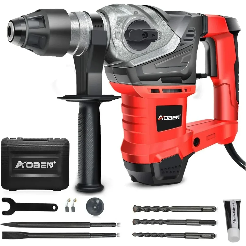 

AOBEN Rotary Hammer Drill with Vibration Control and Safety Clutch,13 Amp Heavy Duty 1-1/4 Inch SDS-Plus Demolition Hammer