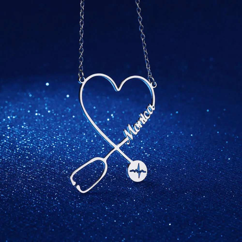 Heart Stethoscope Necklace for Women Custom Name Pendant Necklaces Nurse Doctor Customized Stainless Steel Jewelry collares BFF
Heart Stethoscope Necklace for Women Custom Name Pendant Necklaces Nurse Doctor Customized Stainless Steel Jewelry collares BFF