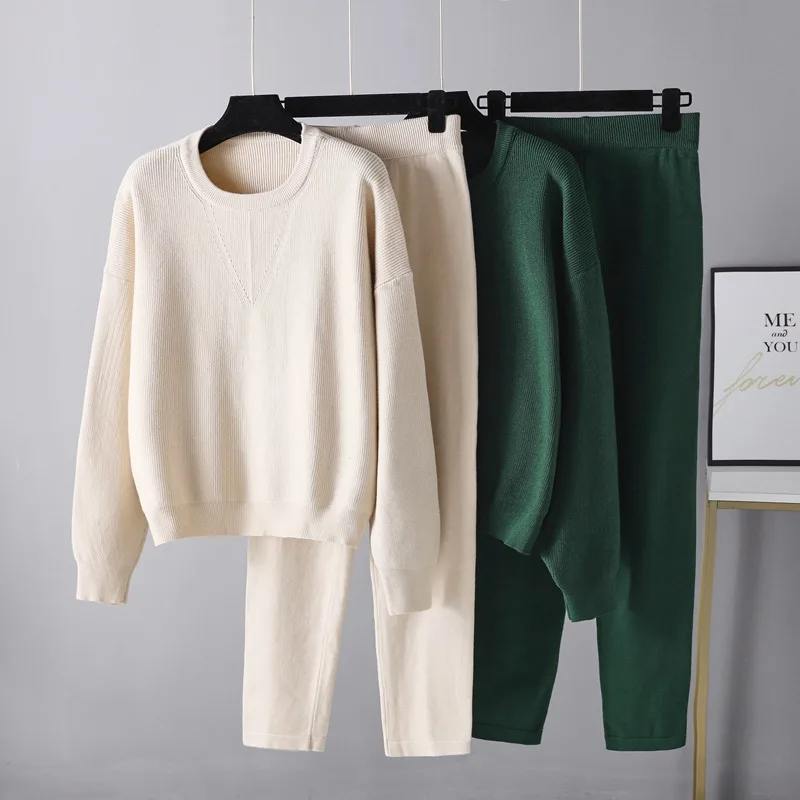 Women Loose Casual Sweater Two-piece Set Elegant Knitted Suit Autumn Winter Loose Sweater Wide Leg Pant Pullover Jumper Pant Set
Women Loose Casual Sweater Two-piece Set Elegant Knitted Suit Autumn Winter Loose Sweater Wide Leg Pant Pullover Jumper Pant Set