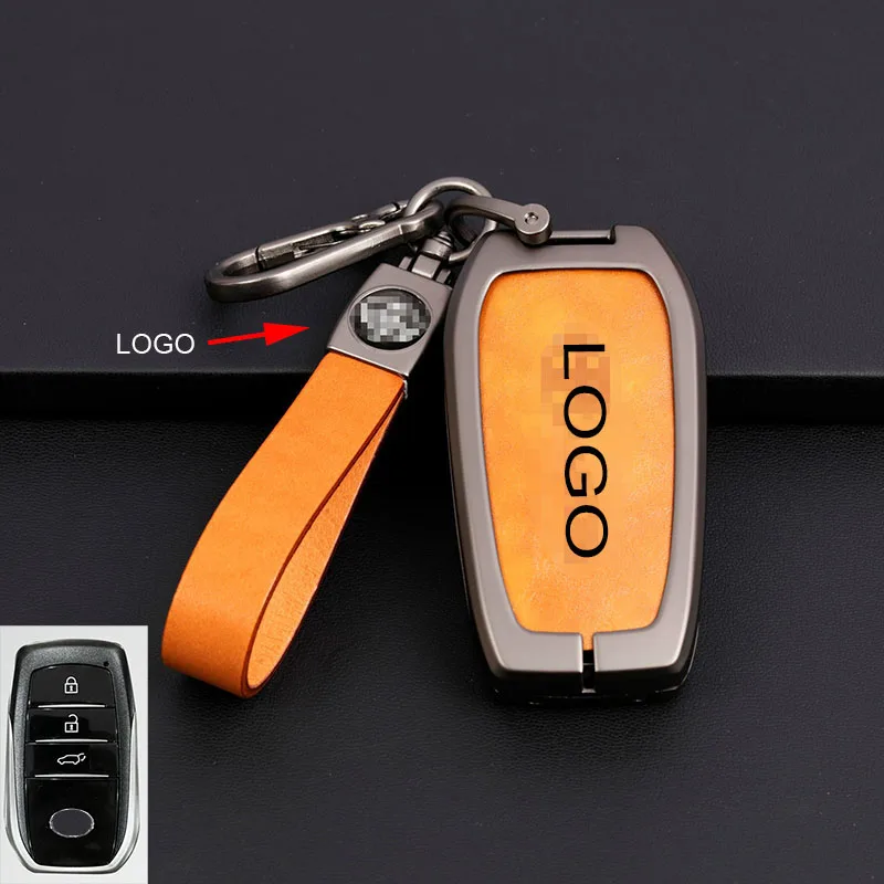 

New style alloy+leather car keycase for Toyota RAV4 Camry Avalon Corolla Highlander Prius Smart Remote Full Cover Protection