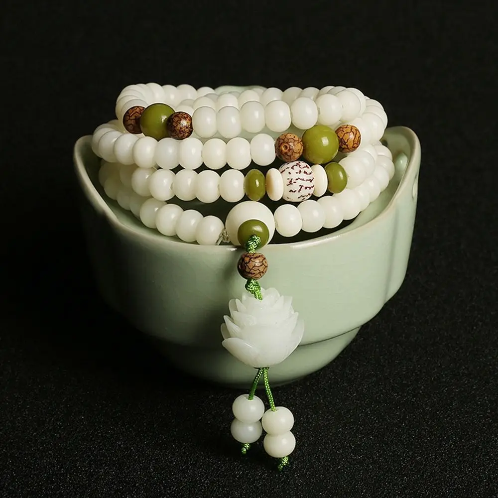 

Necklace Female Hand Chain Lotus Pendant Bodhi Bracelet Beads Bracelets White Jade Bracelets Chinese Style Bracelets