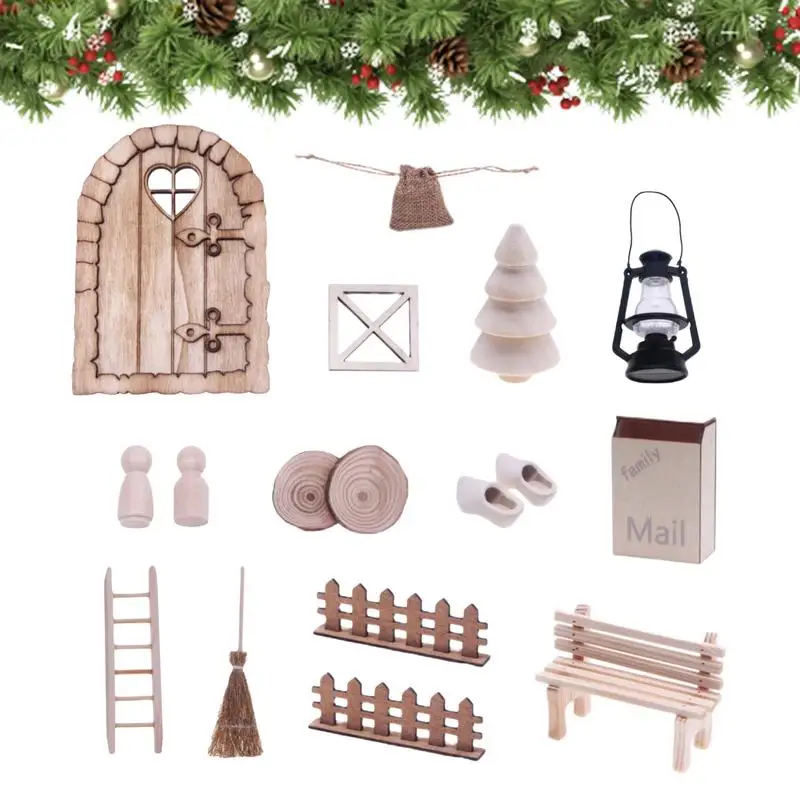 Christmas Mini Wooden Fairy Door Wooden Dollhouse Miniature Elf Door Set Miniature Tiny Fairy Elf Door Set 17PCS Wood Doors Mini
Christmas Mini Wooden Fairy Door Wooden Dollhouse Miniature Elf Door Set Miniature Tiny Fairy Elf Door Set 17PCS Wood Doors Mini