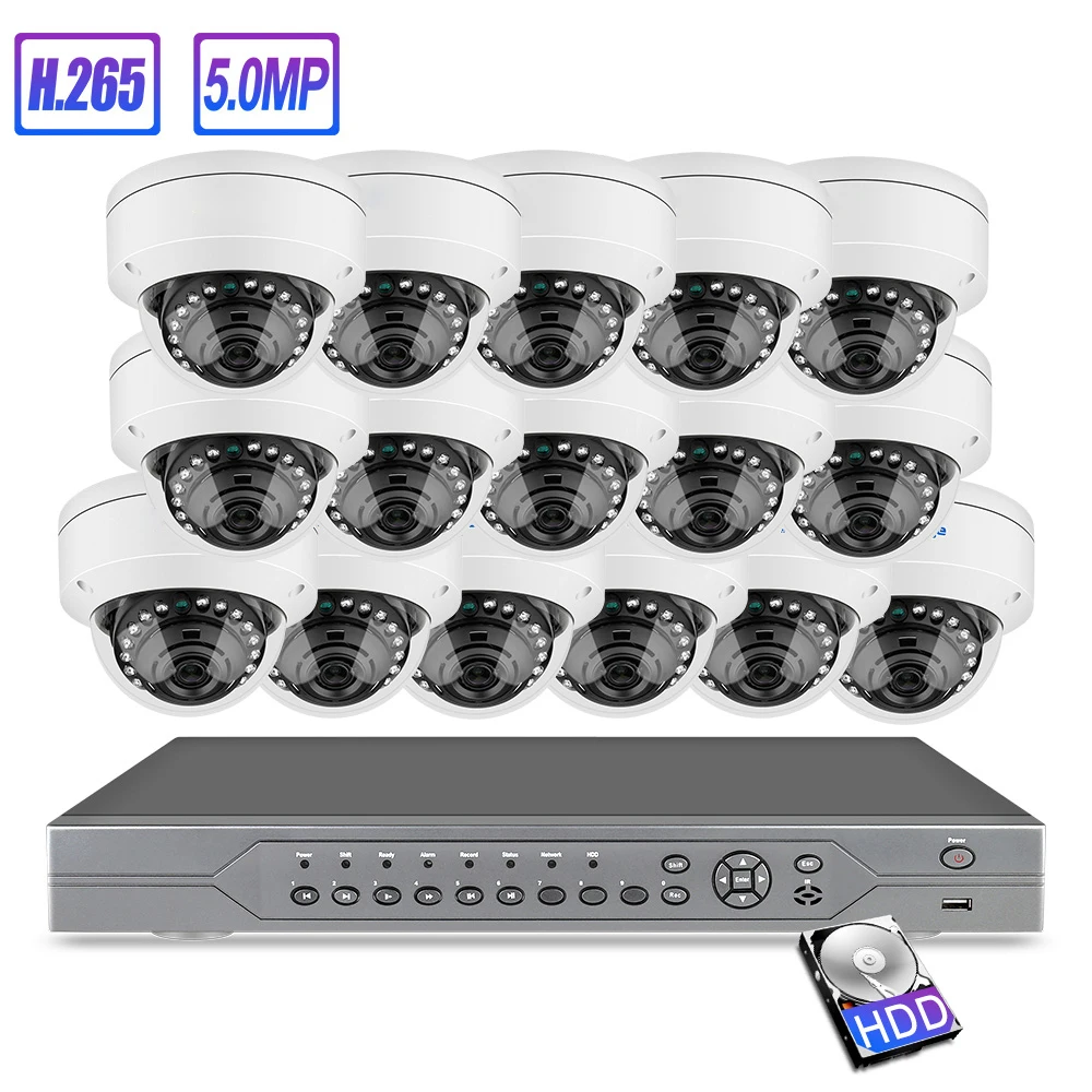 

16CH 5MP POE NVR KIT Vandalproof Indoor Dome IP Camera Audio Record P2P Video CCTV Surveillance systems