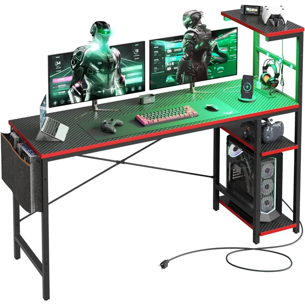 Bestier Gaming Desk with Power Outlets, 61 Inch Large Led Gamer Desk with 4 Tiers Reversible Shelves, PC Gaming Table
Bestier Gaming Desk with Power Outlets, 61 Inch Large Led Gamer Desk with 4 Tiers Reversible Shelves, PC Gaming Table