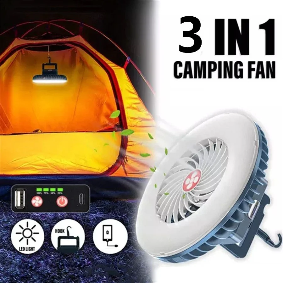 USB Rechargeable Led Outdoor Tent Lamp Waterproof 3 In 1 Fan Camping Light Portable Emergency Night Light for BBQ Fishing Hiking
USB Rechargeable Led Outdoor Tent Lamp Waterproof 3 In 1 Fan Camping Light Portable Emergency Night Light for BBQ Fishing Hiking