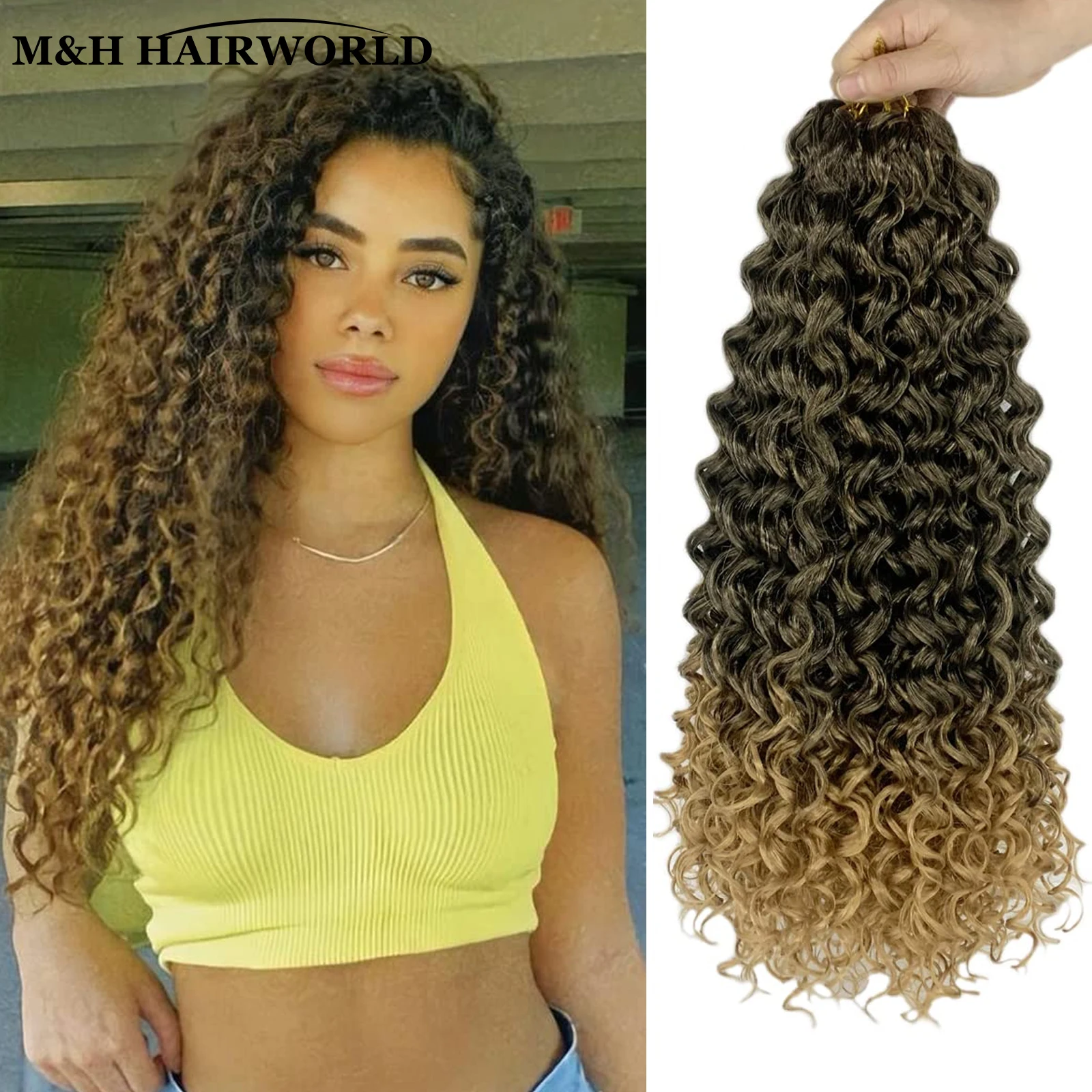 

Ocean Wave Crochet Hair Extensions For Women 18Inch Ombre Curly Braiding Hair Afro Curl Crochet Braids Synthetic Extensions Hair