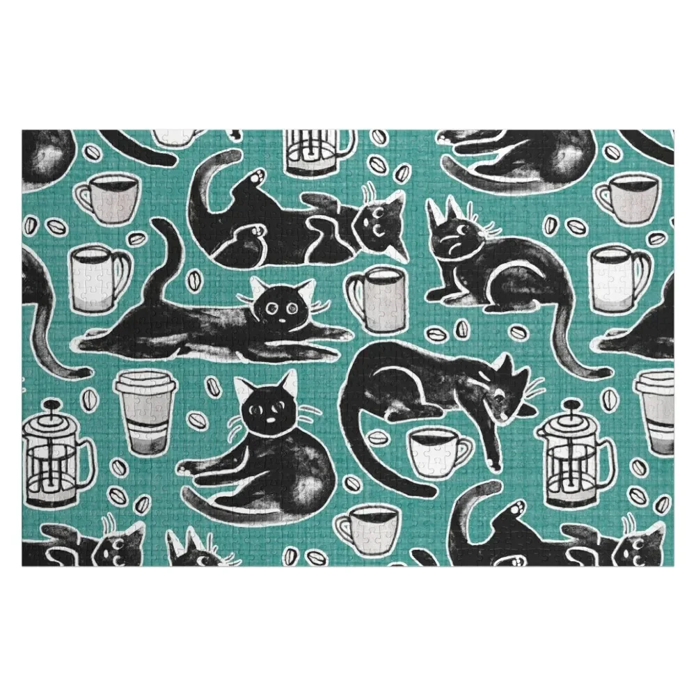 Black Cats & Coffee on Teal Jigsaw Puzzle With Personalized Photo Personalised Puzzle
Black Cats & Coffee on Teal Jigsaw Puzzle With Personalized Photo Personalised Puzzle