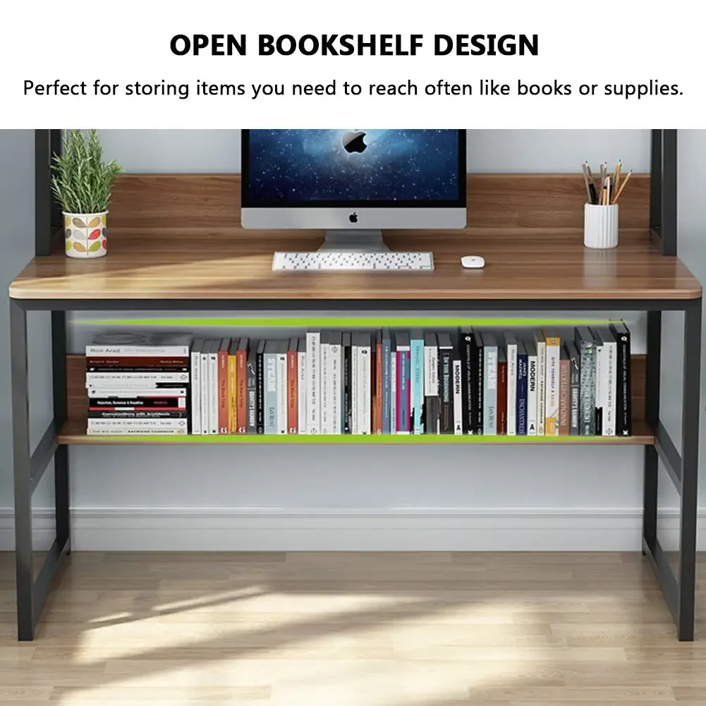 

Tribesigns Computer Desk with Hutch, 47 inches Home Office Desk with Space Saving Design with Bookshelf for Small Spaces (Dark W