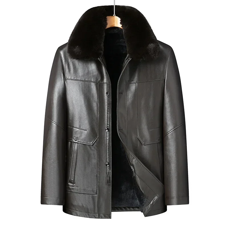 

New Arrival Fashion Suepr Large Men's Lapel Plush PU Men's Plush Leather Jacket Plus Size L XL 2XL 3XL 4XL 5XL 6XL 7XL