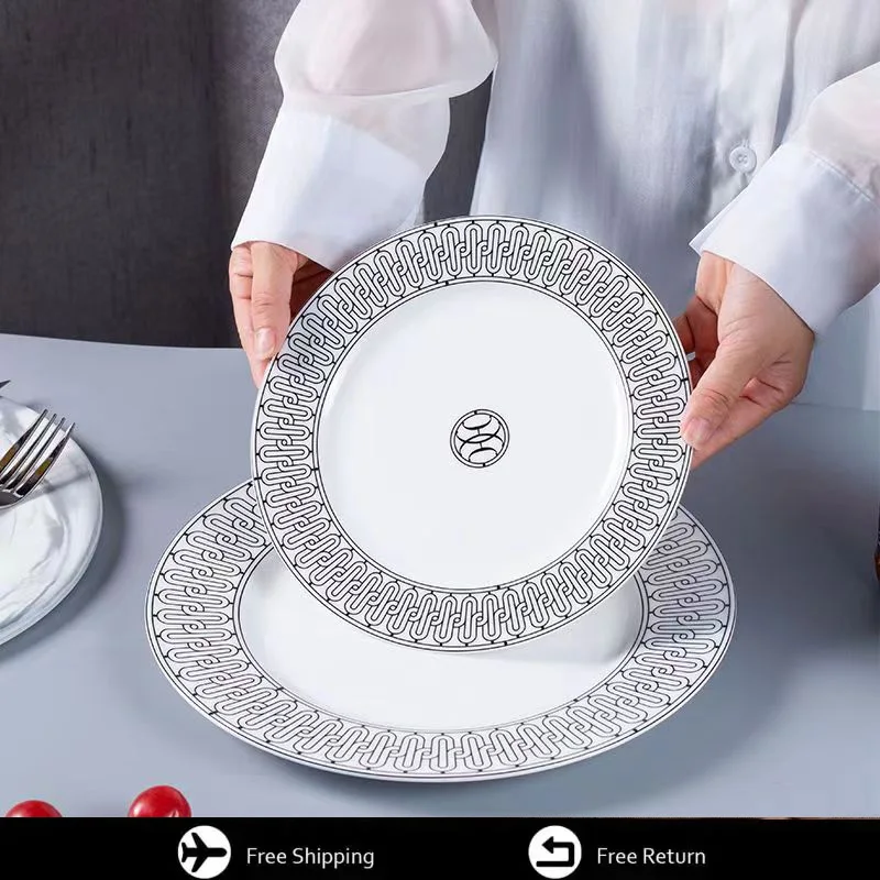 

10 inch Steak Dinner Plate, 8 inch Ceramic Breakfast Plate, Dim Sum Cake, High-Grade Refined Dessert Plate, Gift Box, one Pair