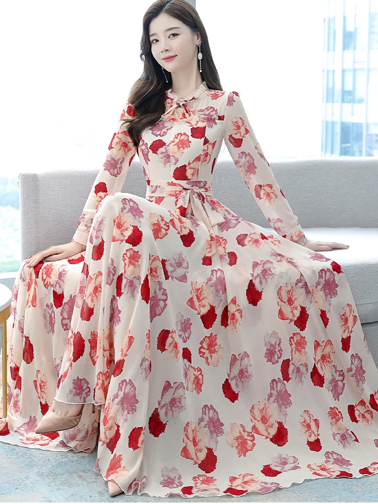 Elegant Party Dresses for Women 2023 Spring Summer New Fashion Sweet Floral Dress Ties Slim Fit Swinging Chiffon Long Dresses
Elegant Party Dresses for Women 2023 Spring Summer New Fashion Sweet Floral Dress Ties Slim Fit Swinging Chiffon Long Dresses