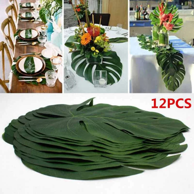 

Artificial Tropical Palm Leaves Hawaiian Luau Party Aloha Summer Jungle Theme Party Decoration Wedding Birthday Table Decor