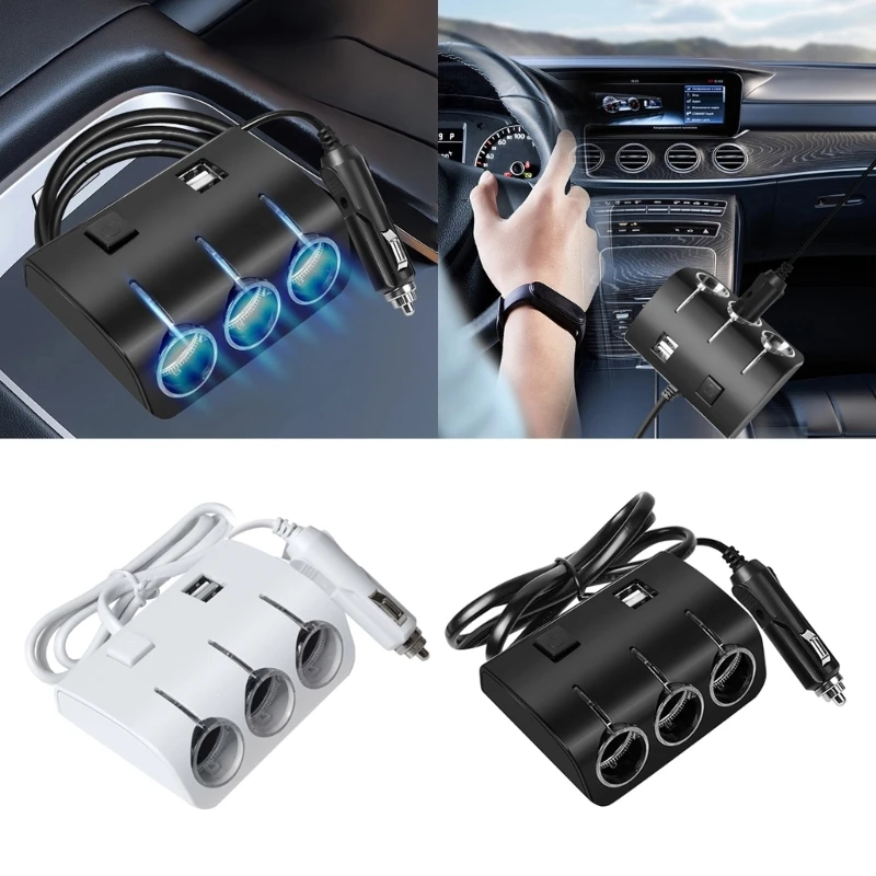 

Car Cigarette Lighter Splitters, 3 Socket Cigarette Lighter Adapter,Double USB Fast Car Chargers, 12V/24V Splitters Adapter