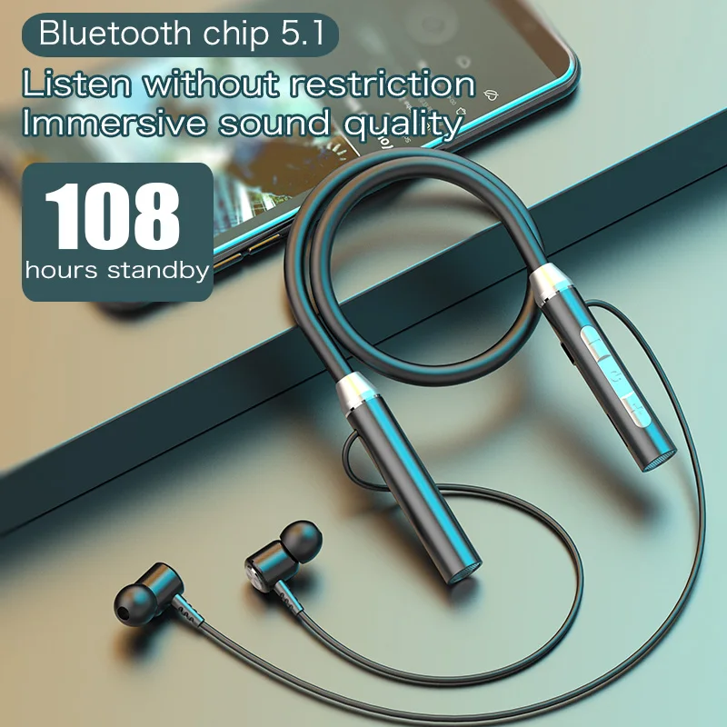 New neck-mounted bluetooth headset sports wireless headset neck-mounted large battery with card binaural magnetic suction
New neck-mounted bluetooth headset sports wireless headset neck-mounted large battery with card binaural magnetic suction