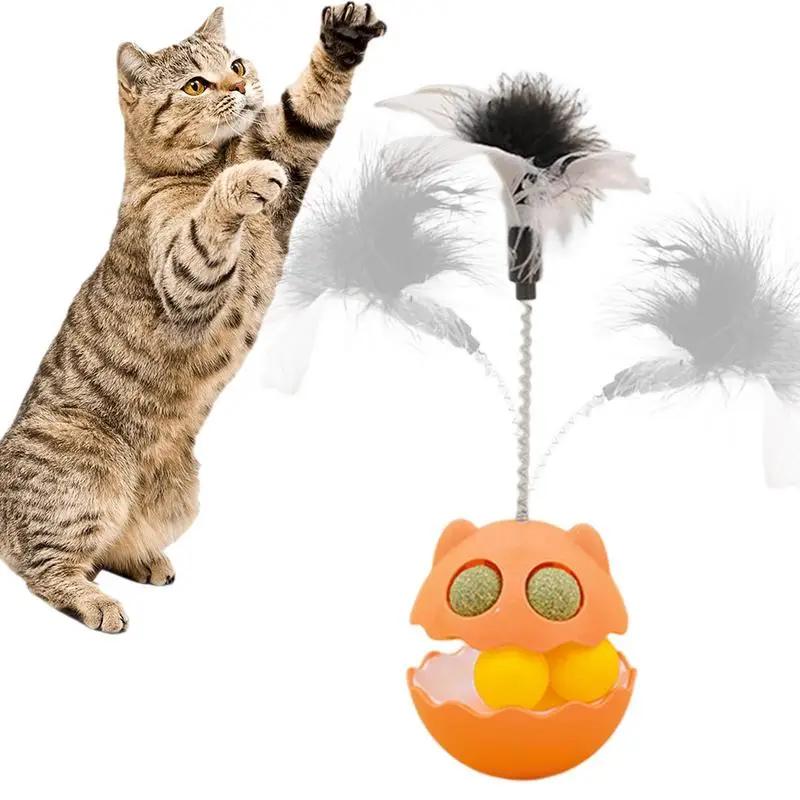 

Kitten Ball Toys Pet Exercise Toy With Catnips Feather Cat Stick For Indoor Cats Kitten Play Exercise Tumblers Toy Pet Exercise
