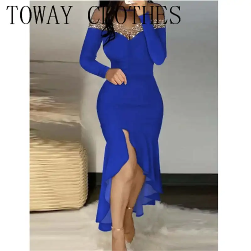 Dress For Women Summer Autumn Rhinestone Mesh Patchwork Ruffles Asymmetrical Hem Party Dress
Dress For Women Summer Autumn Rhinestone Mesh Patchwork Ruffles Asymmetrical Hem Party Dress