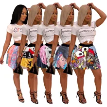 2022 Spring Women's 2-piece Short Set Skirt Short-sleeved T-shirt Trendy Pleated Skirt Letter Head Printing White Skirt Suit
2022 Spring Women's 2-piece Short Set Skirt Short-sleeved T-shirt Trendy Pleated Skirt Letter Head Printing White Skirt Suit